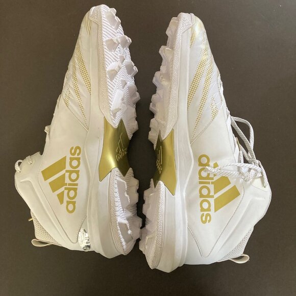 Adidas Nasty All American Bowl Football Cleats Men's Size 18 White Metallic Gold - Picture 6 of 9